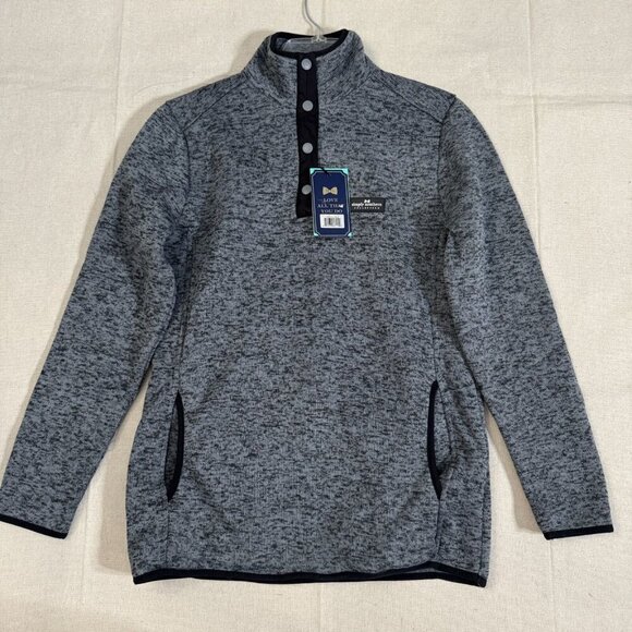 Simply Southern Steel Heathered Gray Knit Quarter Snap Pullover Pockets M NWT - Picture 1 of 13
